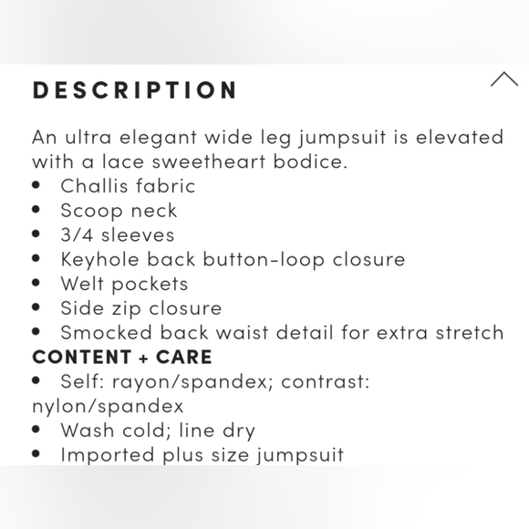 Torrid, NWOT, Black Lace Sweetheart Bodice Challis, Wide Leg Jumpsuit, Size 3X - Picture 9 of 9